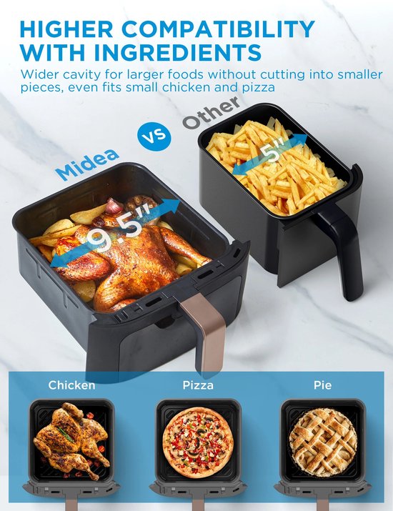 Friteuse à air chaud MF-CY110A - Friteuse à air chaud - double étage - friteuse à air chaud superposable - synchronisation Wi-Fi intelligente avec Alexa - Conception verticale XL de 11 L peu encombrante - Panier-grill 10-en-1 - Convient pour 3 à 8 personn