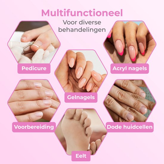 Nuvance Lime à ongles électrique - 15000 RPM - Moulin à ongles - 12 embouts - 40 rouleaux de ponçage - Set Manucure & Pédicure