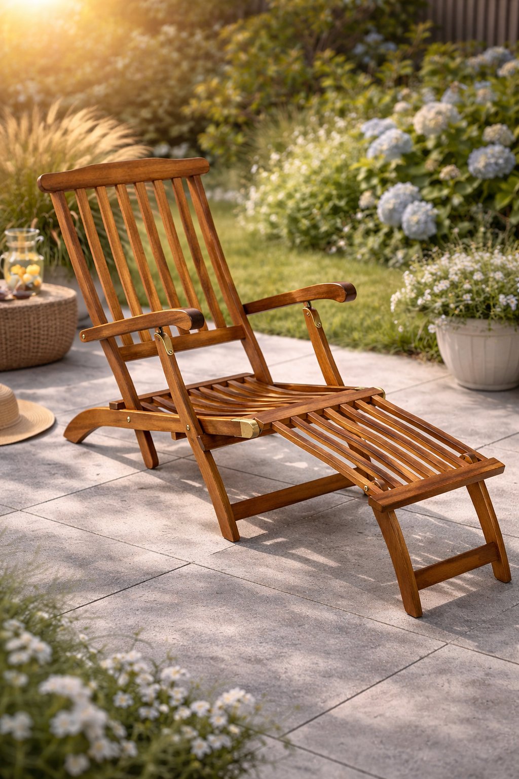 Chaise longue - Casaria Queen Mary – Bois d’acacia – 169 x 54 x 95 cm – Marron