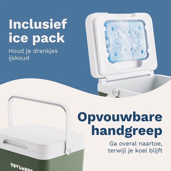 TRVLMORE Cool Box 7L - Frigobox - Elément de refroidissement inclus - Cool Box Small - Vert