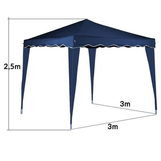 Tonnelle de jardin - EezyLife - Tente de réception pliable - 3 x 3x 2.5 m - Bleu