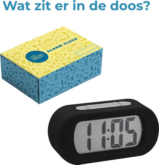 Réveil numérique JAP AP17 - Réveil robuste - Avec fonction snooze et éclairage - Coque de protection en caoutchouc - Noir