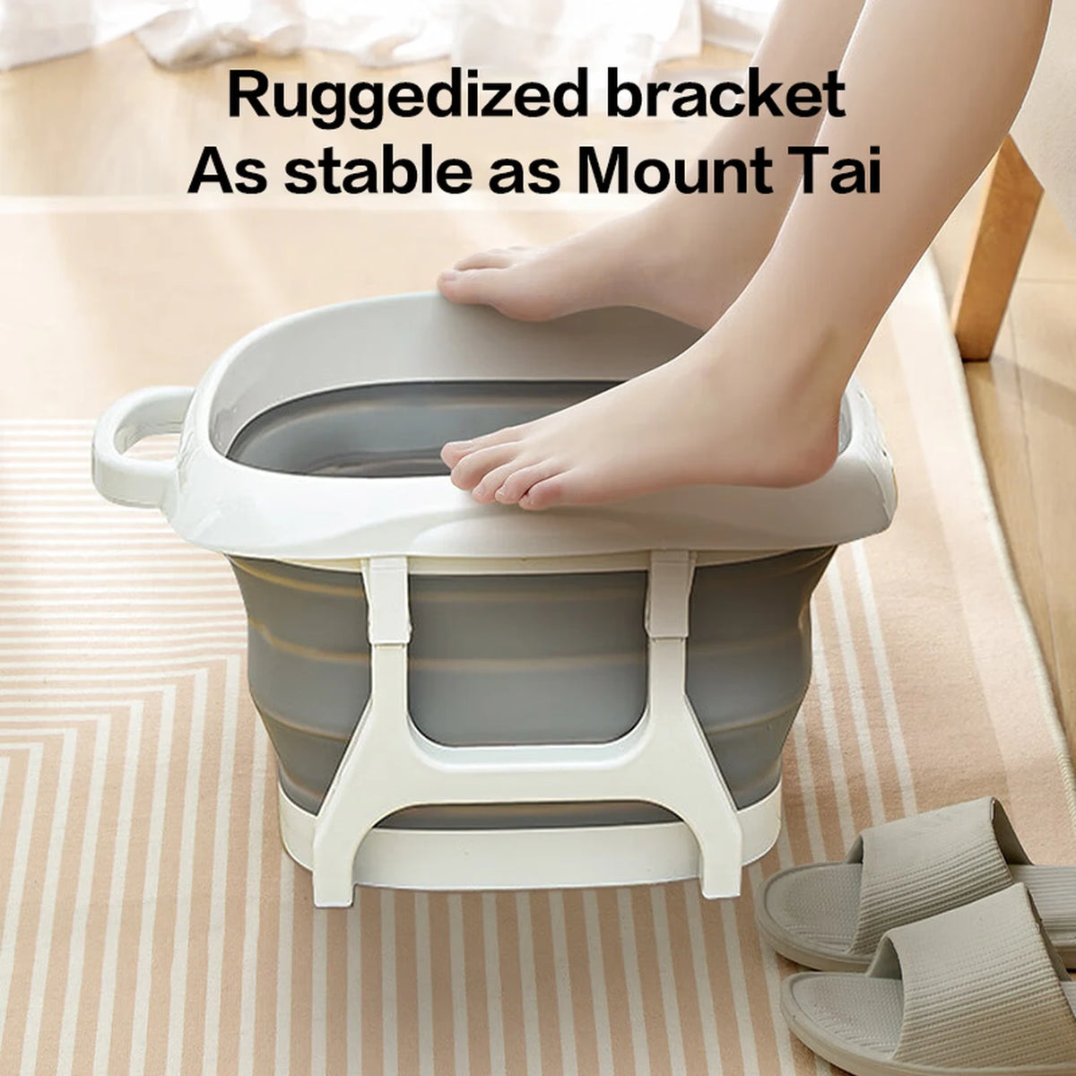Bain de pieds pliable Ochama avec billes de massage - Gris et blanc