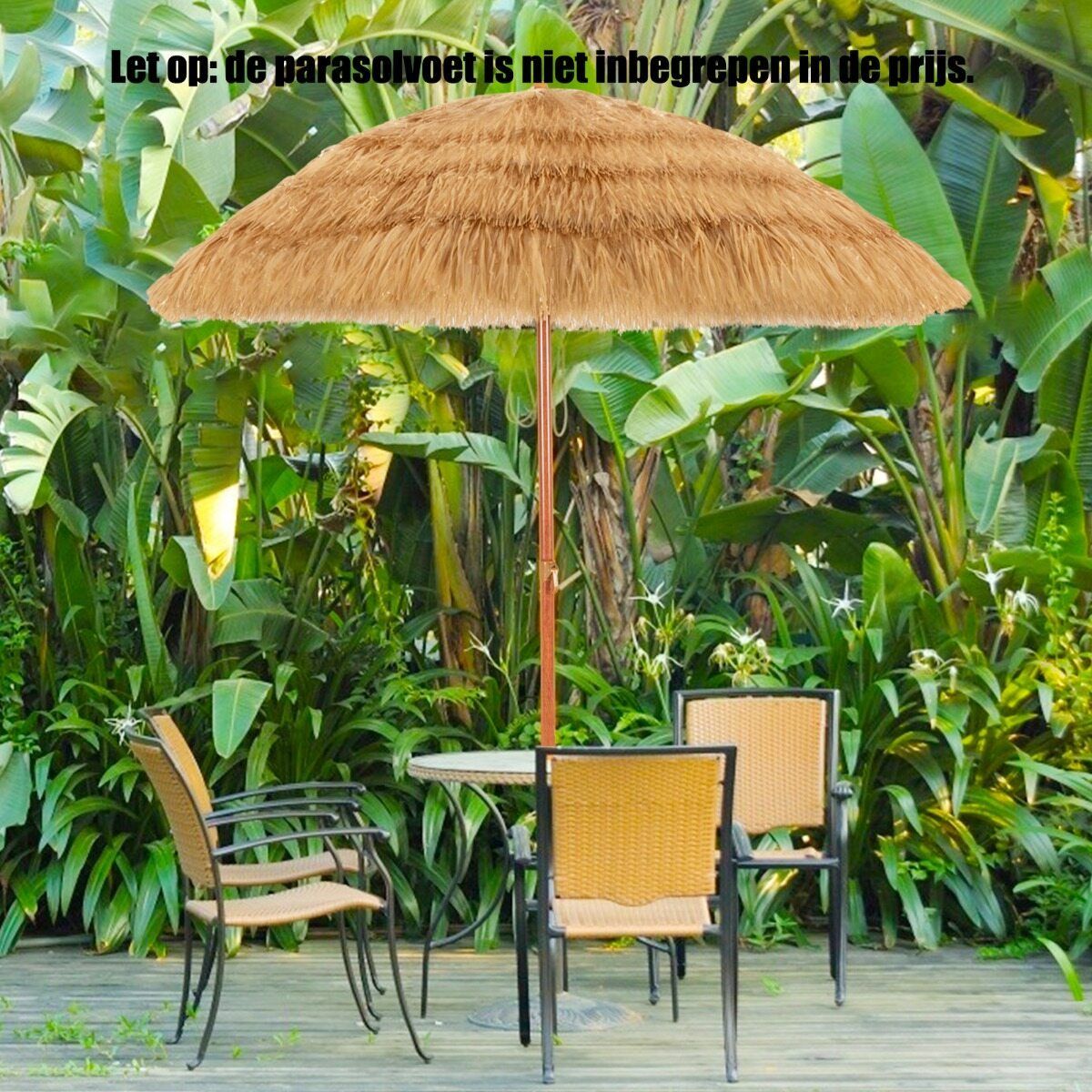Ensemble de parasol Coast Hawaii - Parasol de plage inclinable - Aspect osier - Sac de transport inclus - 175 cm - Beige