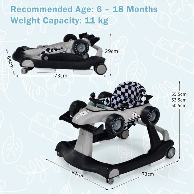Poussette 4-en-1 avec hauteur et vitesse réglables Chariot pour bébé avec patins antidérapants Poussette pliable Noir/jaune/bleu/gris/blanc/rouge