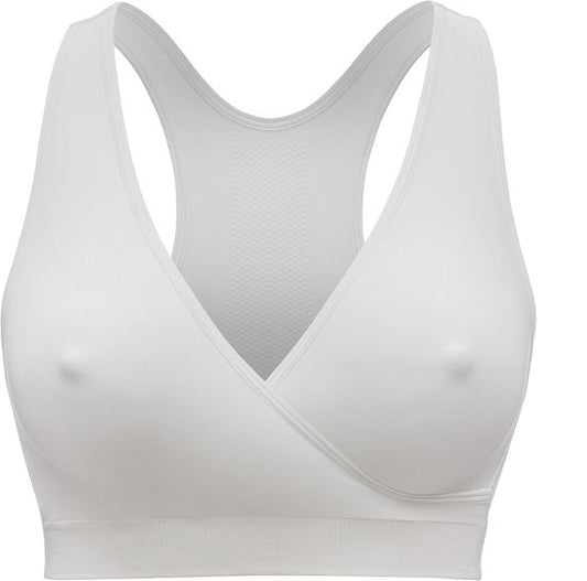 Soutien-gorge de nuit Medela Keep Cool Sleep - Soutien-gorge de nuit sans coutures - Soutien-gorge de grossesse - Soutien-gorge d'allaitement avec 2 zones respirantes - Tissu Soft Touch - Blanc - Taille M