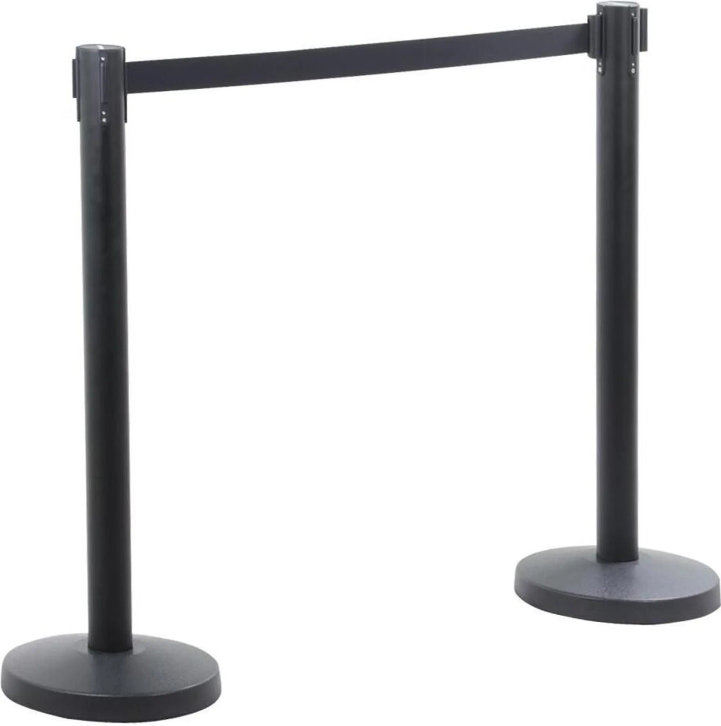 Yaheetech Jeu de 2 poteaux de barrière - 92 cm de haut - équipés d'un ruban rétractable de 200 cm et d'un système de couplage à 4 voies et d'une base solide - pour les zones VIP et les foires commerciales - acier noir