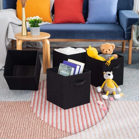 SWILIX® Panier de rangement multifonctionnel / Boîte de rangement - organiseur de placards - 6 pièces - 20 L - Noir