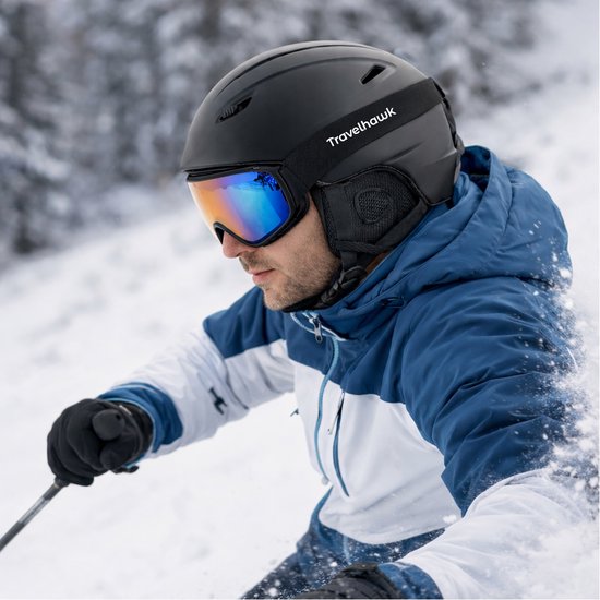 Travelhawk Casque de ski - Casque de snowboard - Casque de ski - Unisexe - Noir - S