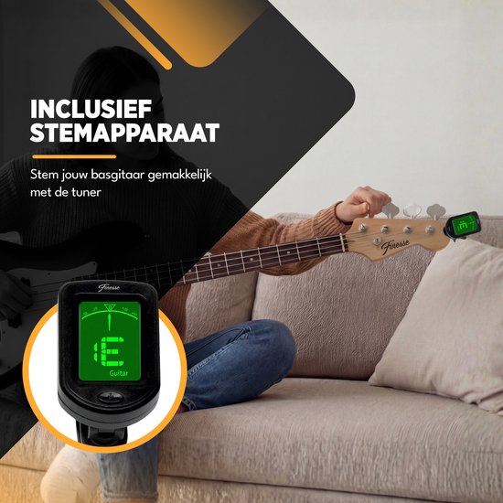Guitare basse électrique Finesse avec ampli - Kit de démarrage - Adultes - Enfants - Sunburst