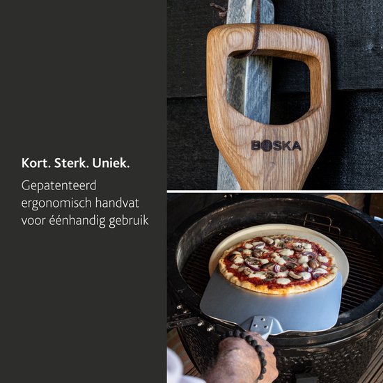 Boska Serveur à pizza Barbecue - Poignée courte - Stable - Aluminium - Chêne - Accessoires barbecue