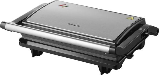 Tomado TGC2001S - Petit gril de contact - Grille-pain - Sans PFAS - Noir/ acier inoxydable - 750 watts
