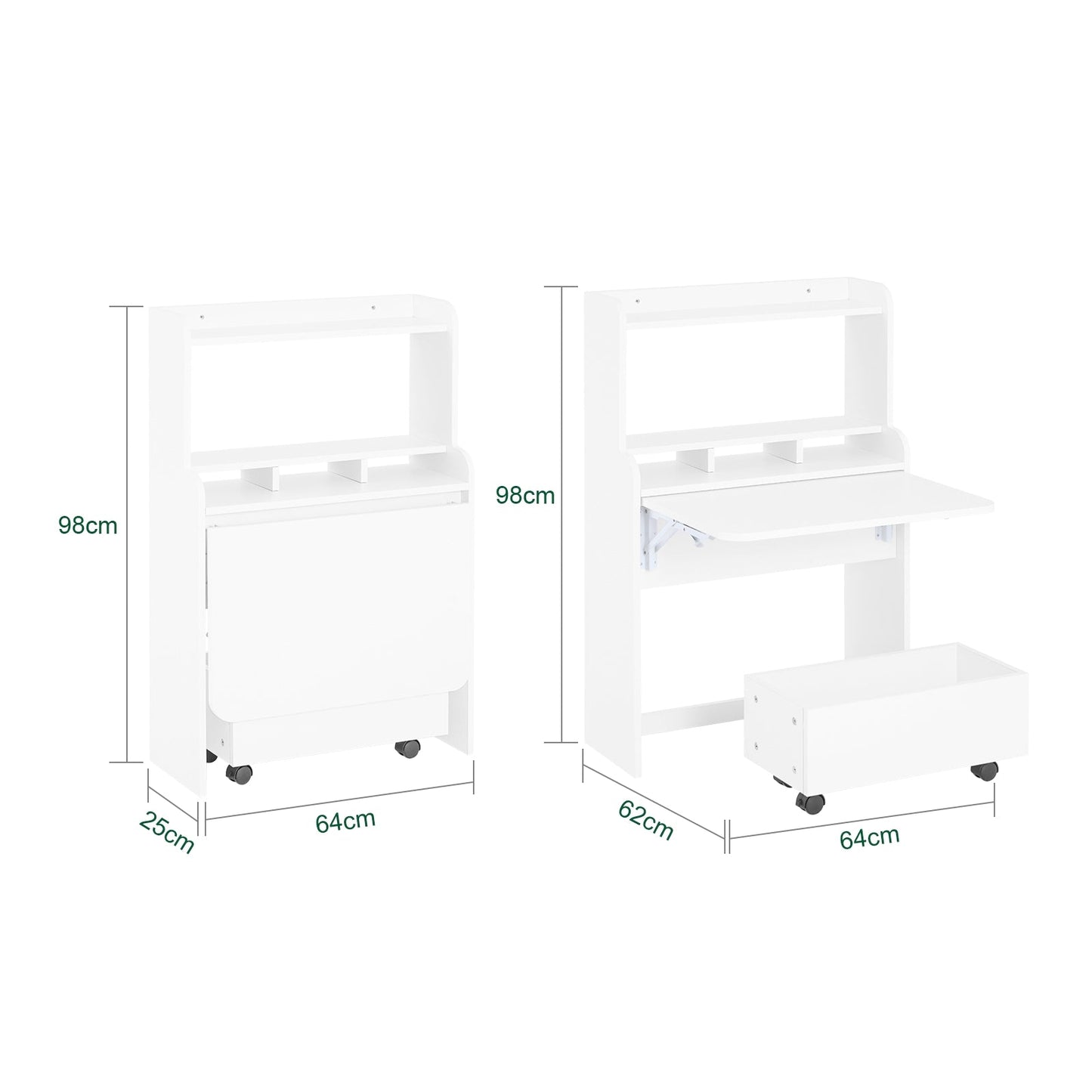 Bureau pliant - SoBuy - FWT105-W - 64 x 62 x 98 cm - Blanc