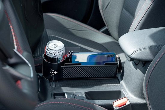 Dunlop Car Seat Organiser - avec porte-gobelet - Tapis antidérapant - Noir