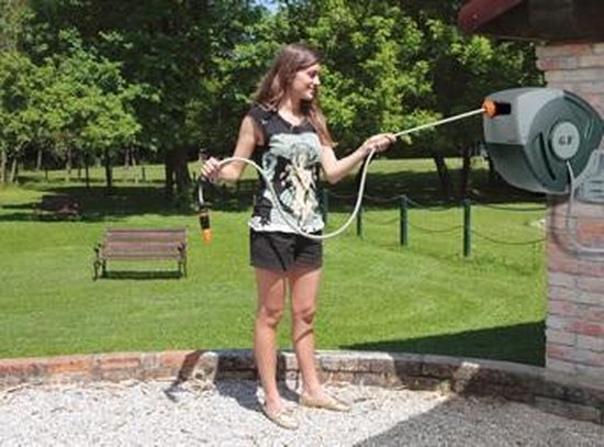 Ewuaqua - Dévidoir automatique avec support mural et tuyau de 30 m PVC