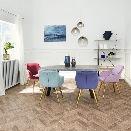 tectake® - Stoel - eetkamerstoel - Marilyn fluweellook zwart/crème - 403662