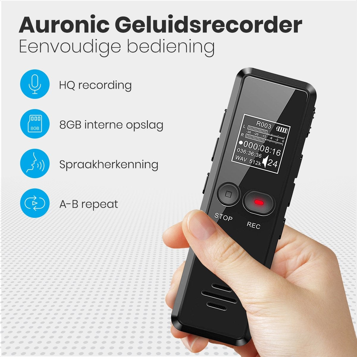 Auronic Dictaphone - Stockage 8GB USB - Noir