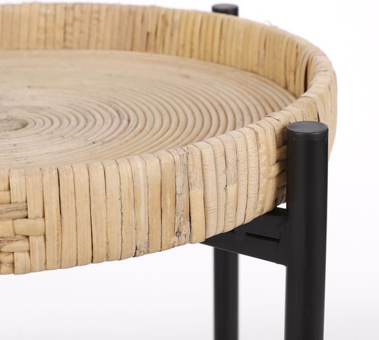 Mica Decorations Table d'appoint Kaj - H40 x Ø30 cm - Rotin - Brun