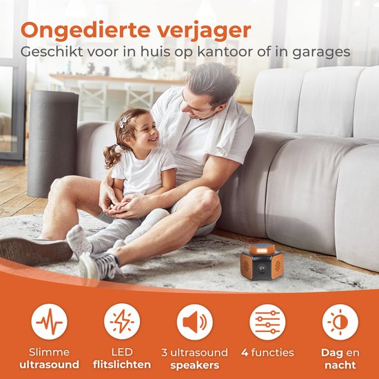 Répulsif anti-souris Nuvance - Répulsifs à ultrasons - Répulsif contre les rats et les nuisibles - 360 degrés et 4 modes - Lutte contre les souris - Orange