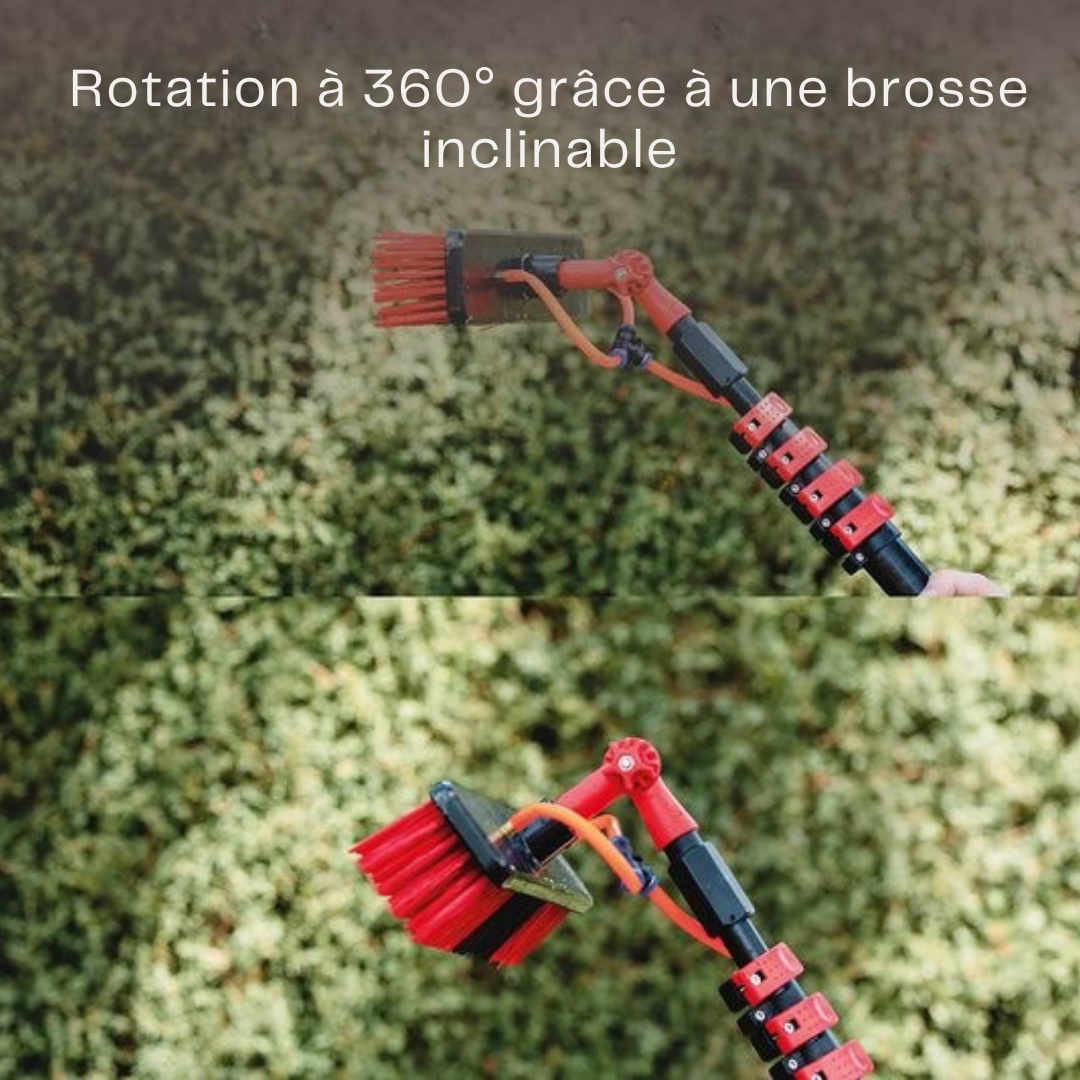 Brosse à laver télescopique Shine - Jusqu'à 7 mètres - 5 pièces avec distributeur de savon - Rouge/Noir