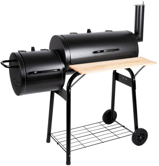 alpina Smoker Barbecue - BBQ Smoker - avec fumoir séparé - cheminée réglable - 104 x 58 x 114 cm - noir