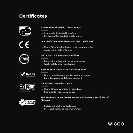Wiggo WH-E614G(B) - Table de cuisson à induction encastrable - 60 cm - 4 zones de cuisson - Commande par curseur - Monophasé, sans fiche - Garantie 5 ans - Noir