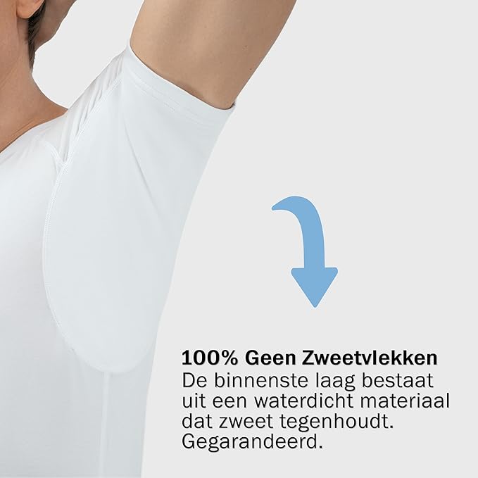 Maillot de corps anti-transpiration Fibershirts pour homme - Col en V profond - Rembourrages pour les bras PRO - Traitement argenté