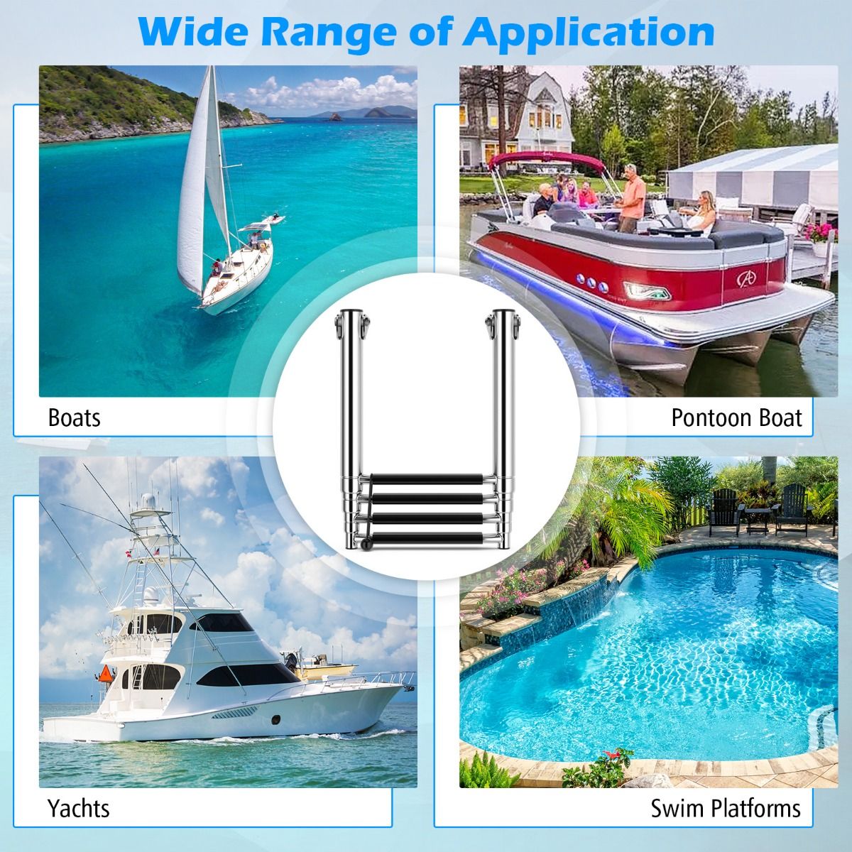 Coast Telescopic Boat Ladder 4-Stage - Anti-dérapant - Acier inoxydable - Capacité 227kg - Couleur argentée