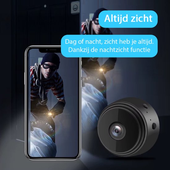 Mini caméra espion cachée Tech Essentials - 1080p - Avec application Wi-Fi - Micro caméra de sécurité secrète - Intérieur - Espionnage - Caméra de surveillance pour nounou - Appareil d'écoute - Noir