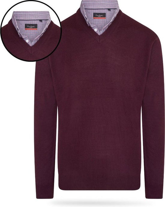 Pierre Cardin - Chandails pour hommes Pullover à col roulé - Rouge - Taille S