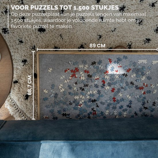 BREND BR-2224 Plateau de puzzle réglable avec 4 tiroirs pour 1500 pièces - Plateau de puzzle avec couvercle transparent - Table de puzzle avec feutre et système de rangement