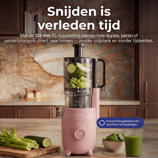 Safecourt Kitchen Slow Juicer - moteur puissant [technologie de pré-coupe et de pression à froid] - nettoyage facile - sans BPA - juicer Pink