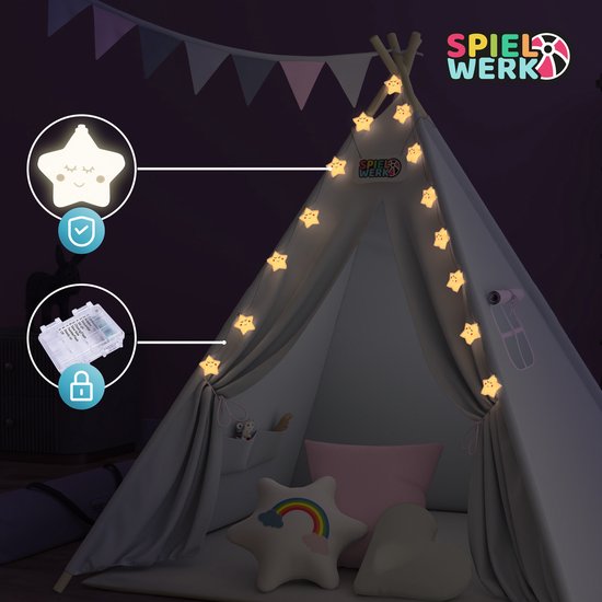 Spielwerk Play tent - LED 3 Coussins Turnbuckle 130x130x160cm - Rose