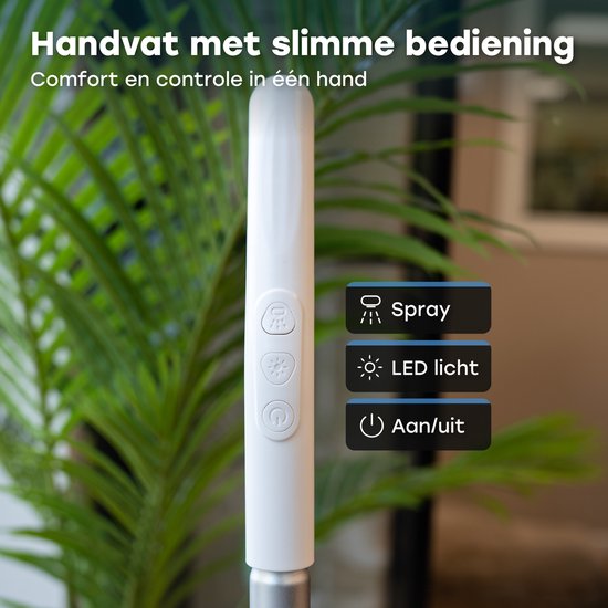 Ølven Balai à franges électrique - sans fil - nettoyeur de sols - fonction spray - éclairage LED - 50W - réglable - blanc