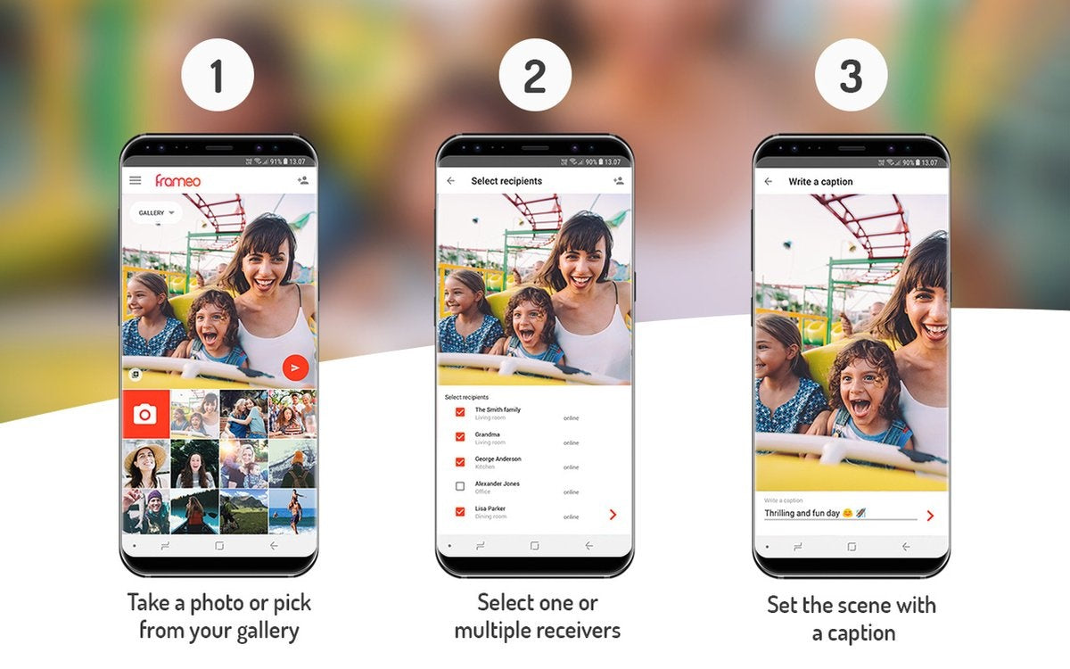 Denver - Cadre photo numérique - 10,1 pouces - HD - App Frameo - WiFi - écran tactile IPS - 16 Go - bois