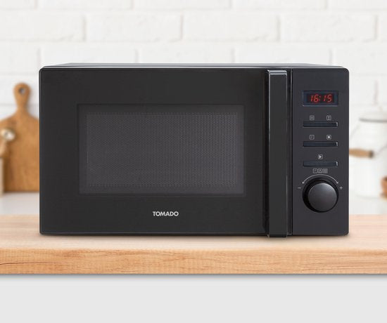 Tomado TMS2002B - Four à micro-ondes solo - 20 litres - Avec écran - 5 modes de cuisson - Eclairage intérieur - Noir mat
