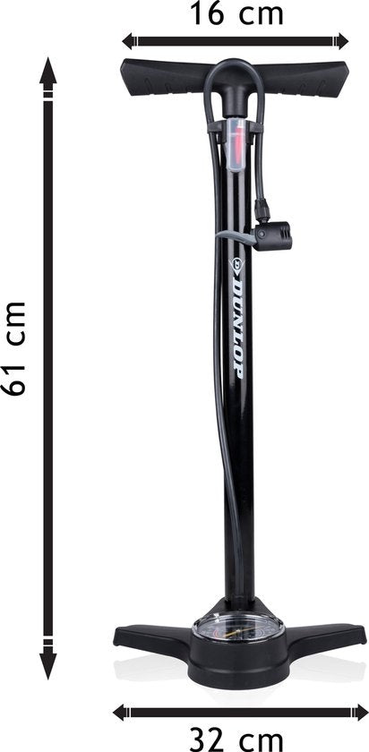 Pompe à vélo Dunlop avec manomètre - Double valve - Dutch Valve/ French Valve/ Auto Valve