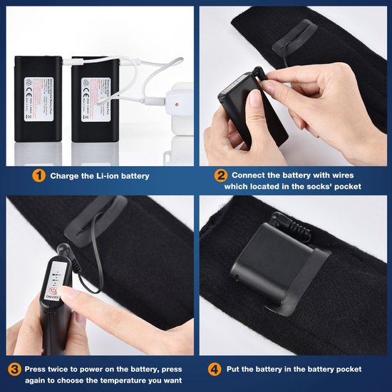 Chaussettes chauffantes - Chaussettes électriques - chaussettes - Chaussettes chauffantes électriques - Taille 27/29