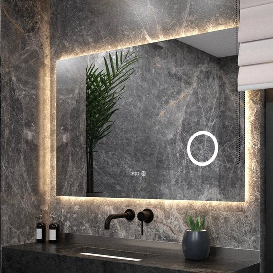Mirlux Miroir de salle de bain avec éclairage LED et chauffage - Miroir mural rectangulaire - Miroir de douche anti-condensation - 120x80CM