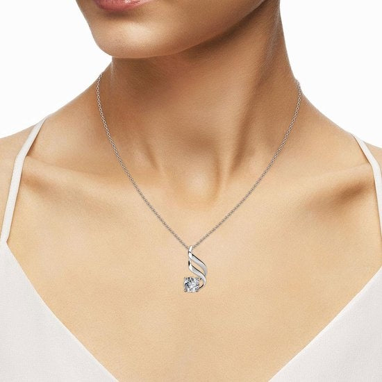 Yolora Collier pour femme avec pendentif en cristal Kalpa Camaka - Couleur argent - Plaqué or blanc 18K - Emballé - Cadeau de fête des mères