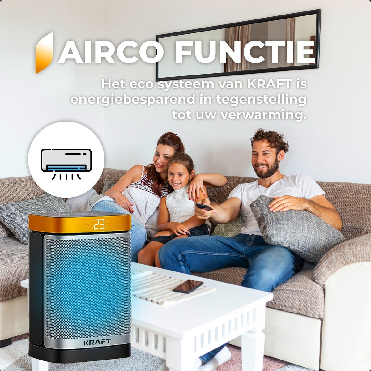 KRAFT Réchaud électrique - Réchaud à ventilateur céramique - Chauffage - Chauffe-terrasse - Chauffage électrique - 1500W - Fonction de rotation 70