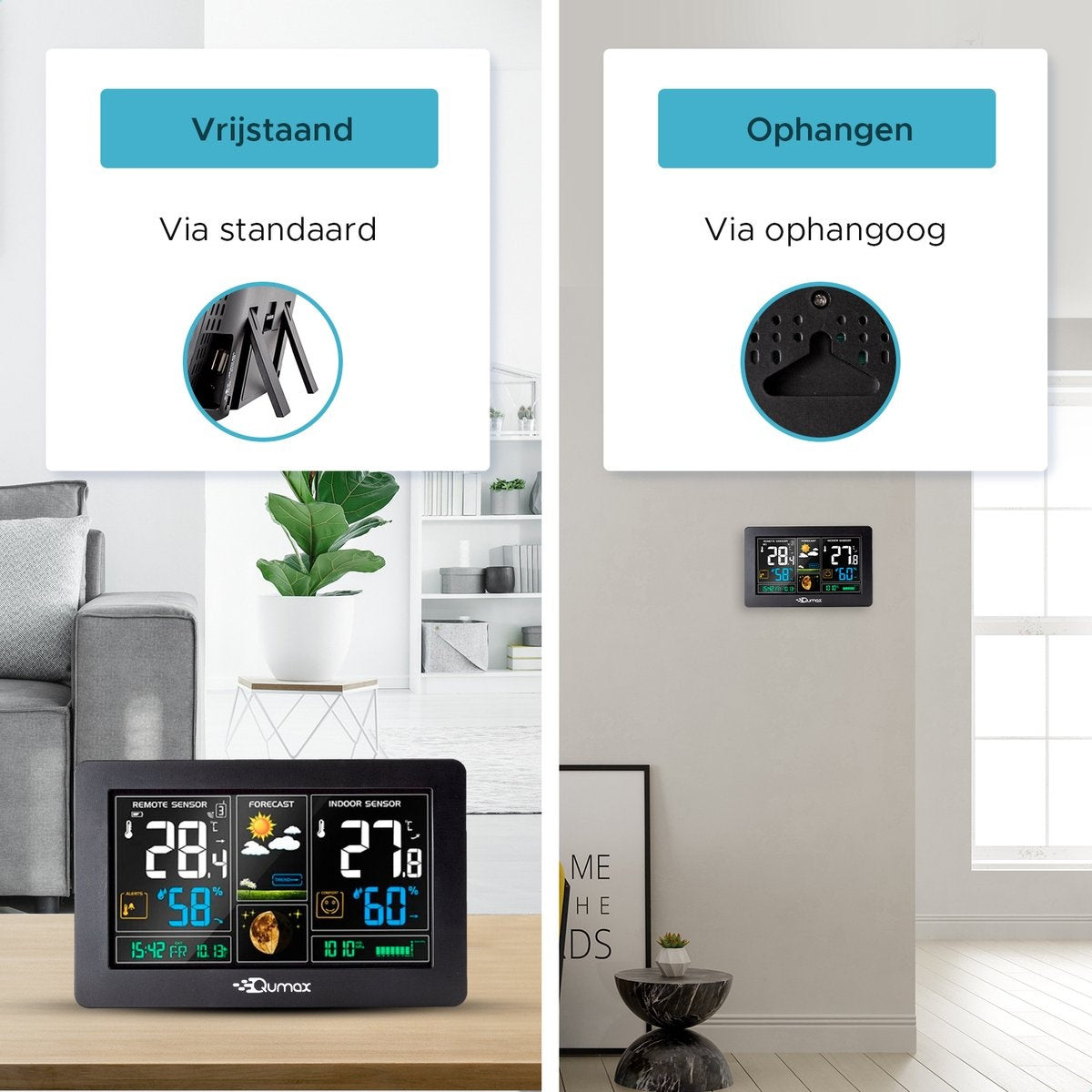 Station météo sans fil Qumax intérieure et extérieure étanche