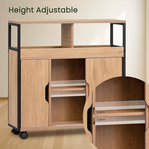 Eugad Meuble de salle de bain étroit avec 2 compartiments ouverts et étagère réglable Chêne noir clair 70 x 71,5 x 20 cm