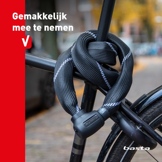 Antivol à chaîne Basta - ART 2 - Chaîne en acier trempé - Antivol certifié pour vélos électriques et fatbikes - 110 cm de long