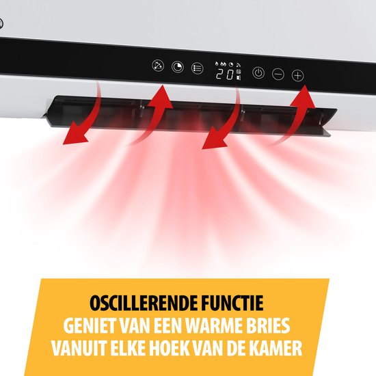 Radiateur céramique Tristar KA-5216 – 2 000 W – Avec télécommande, minuterie et fonction d'oscillation – Montage mural