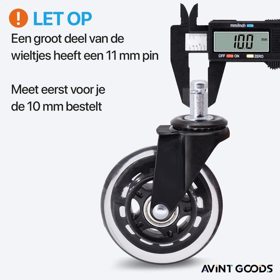 Avint Goods Roulettes de chaise de bureau - Roulettes de chaise de bureau - Roulettes pivotantes - 10mm - Lot de 5 - Travailler à domicile sans tapis de chaise de bureau ni protecteur de sol