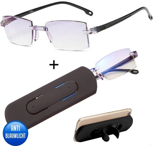 Lunettes d'ordinateur Shine Anti Blue Light 1.00 - Lunettes d'affichage multifocales - Lunettes de lecture pour femmes et hommes - Accessoires inclus