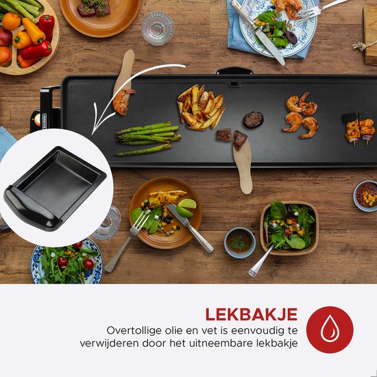 Plaque de cuisson Bourgini Grill XXL - Plaque de cuisson - Appareil à griller - 90 x 24 cm - Teppanyaki - 8 à 10 personnes - Revêtement antiadhésif - 2200 W