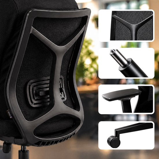 Fauteuil de bureau ergonomique Roveo - Fauteuil de gaming de bureau - Fauteuil de gaming pour adultes - Fauteuil gaming - Noir
