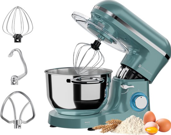 KitchenBrothers Robot de cuisine - Robot de cuisine - 6.2L - Mixeur avec bol de mixage - Mixeur de cuisine - 2000W - Vert Pastel